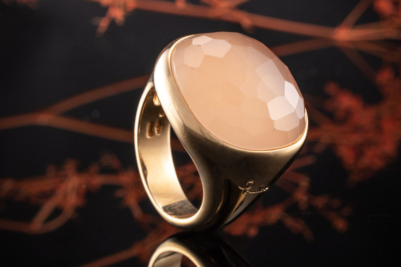 Pomellato Ring Cipria mit Rosenquarz facettiert in Rotgold Rosegold 750 