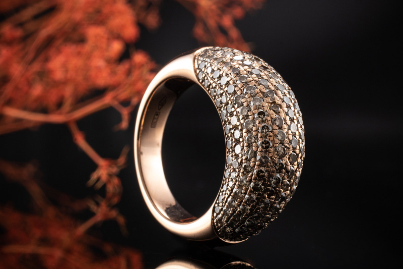 Pomellato Exklusiver Ring mit Cognac Diamanten Brillanten in Rotgold 750 