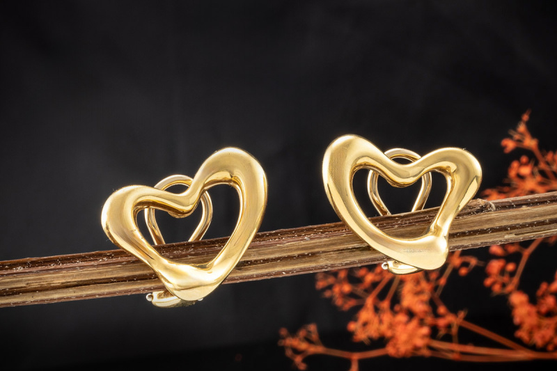 Tiffany & Co. Ohrringe Open Heart Elsa Peretti Ohrclips in Gelbgold 750 