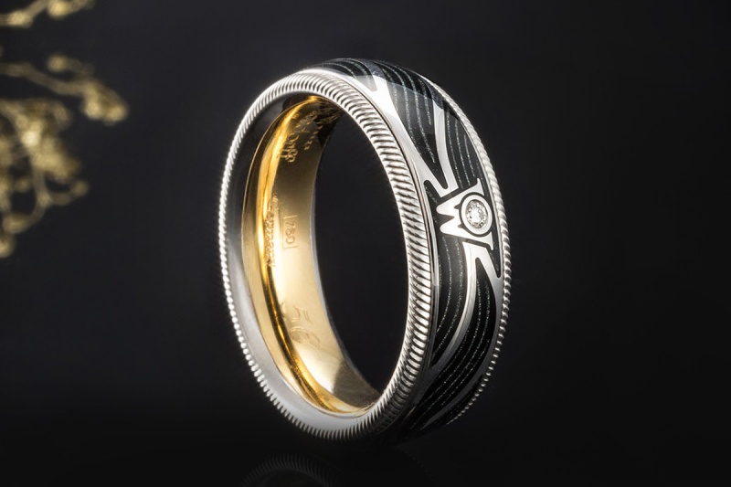 Wellendorff Ring Engelskraft Schwarz Drehring Diamant in 750er Weißgold 
