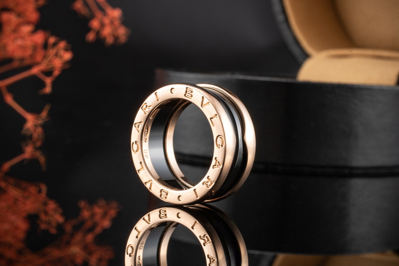 BVLGARI Bulgari B.zero1 2 Band Ring Schwarz Keramik Rosegold