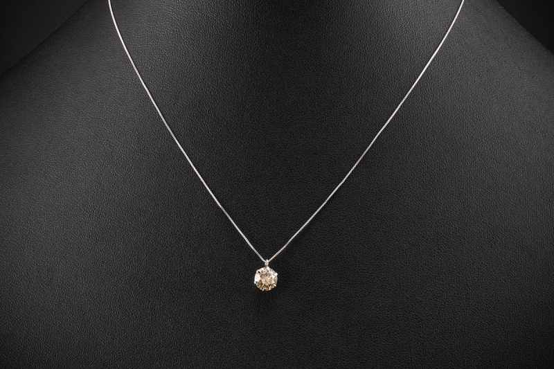 Solitär Collier Kette mit Anhänger Diamant Brillant 1,30 Ct 950er Platin 