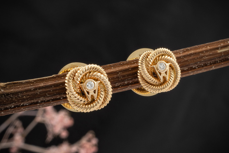 Wellendorff Ohrringe Ohrstecker Seidenknoten Diamanten in 750er Gold OVP 