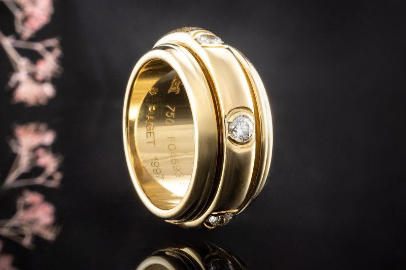 Piaget Ring Possession Drehring mit Diamanten Brillanten 750 Gelbgold 58 