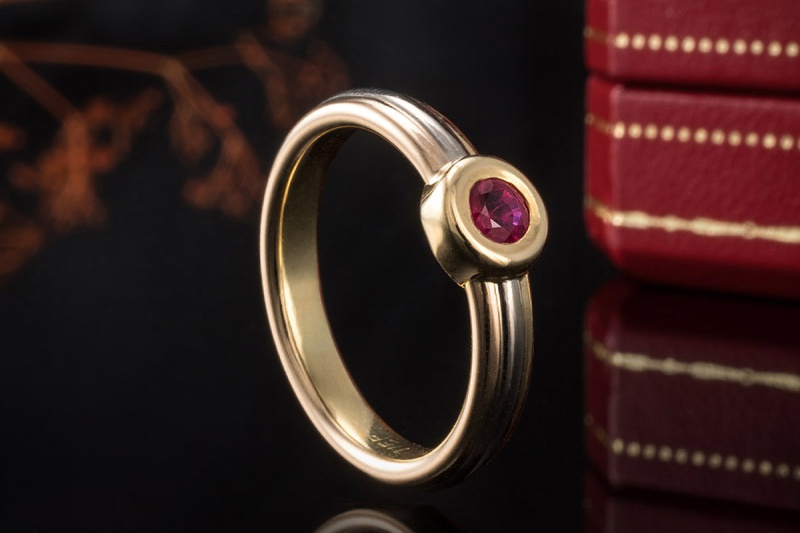 Cartier Vintage Ring 1 Rubin in Gelbgold Roségold Weißgold 750 Full Set 