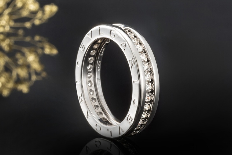 Bvlgari B.zero 1 Ring Memoire mit Diamanten in 750er Weißgold Größe 52 
