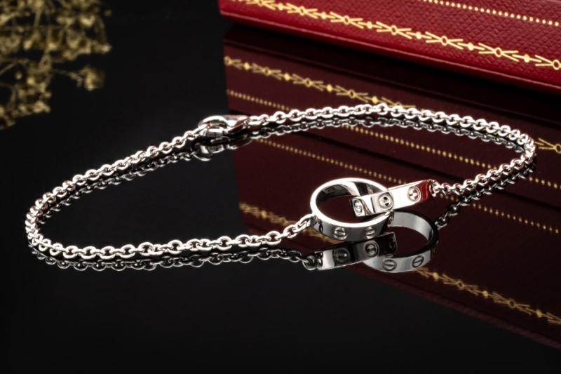 Cartier Love Armband an einer Kette Ringe Armkette in 750er Weißgold OVP 