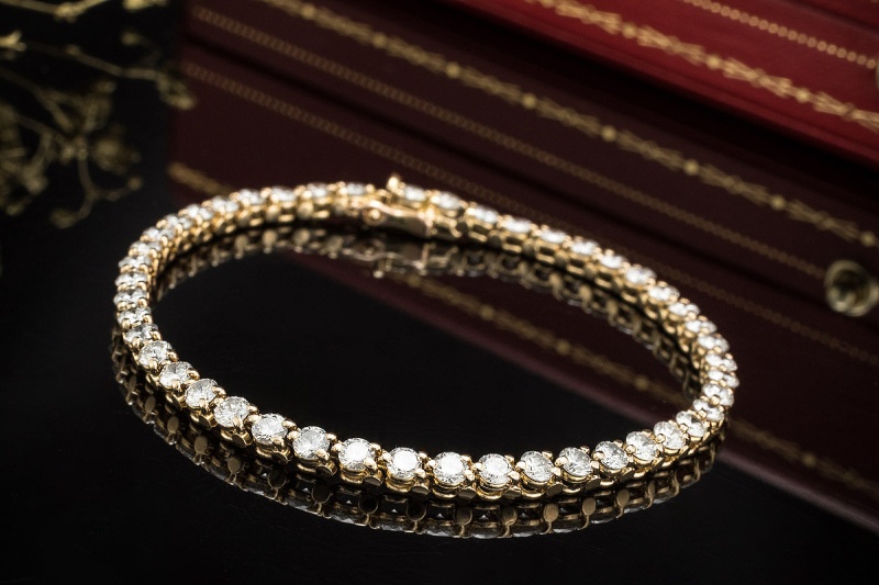 Cartier Tennisarmband Vintage 46 Diamanten 3,91 Carat 750er Gelbgold OVP 