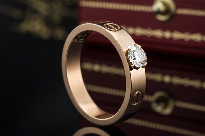 Cartier Love Solitär Ring mit 1 Diamant Brillant 750er Roségold Größe 51 