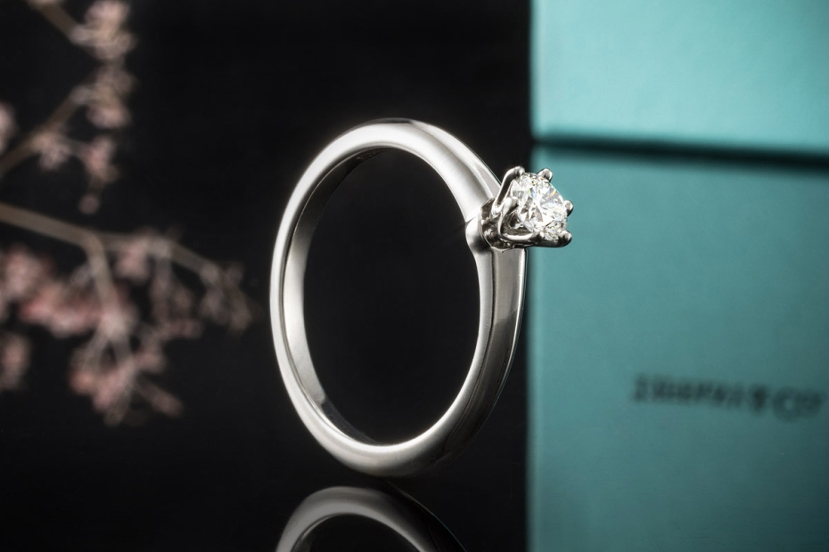 Tiffany & Co Solitär Ring Setting mit Diamant 0,24 Ct in Platin Full Set 