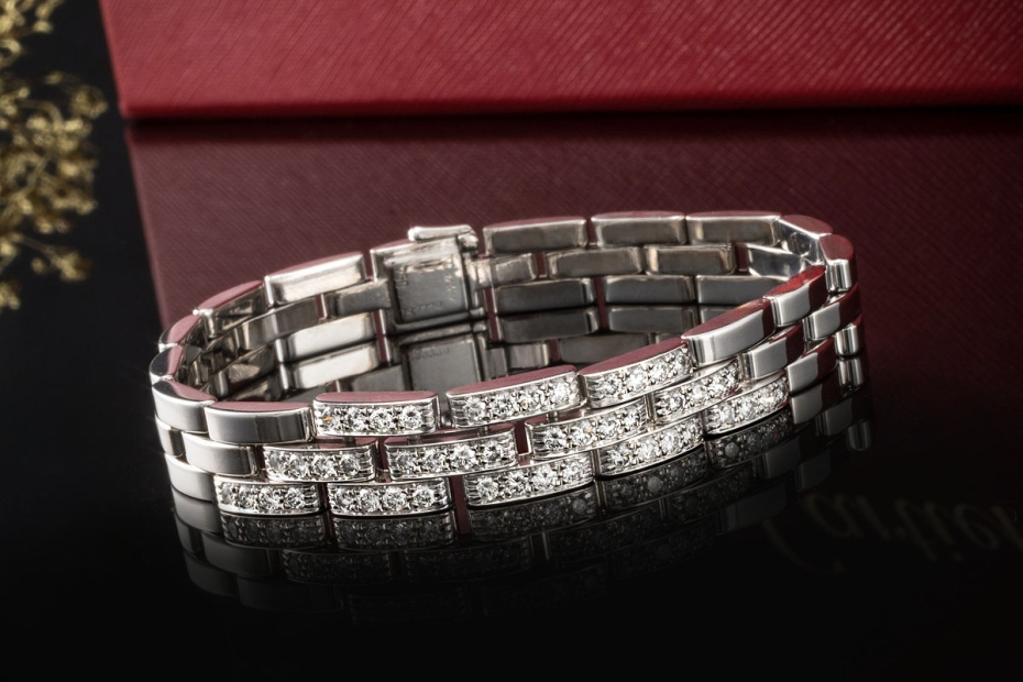 Cartier Armband Maillon Panthère mit 48 Diamanten Weißgold 750 18,5 cm 