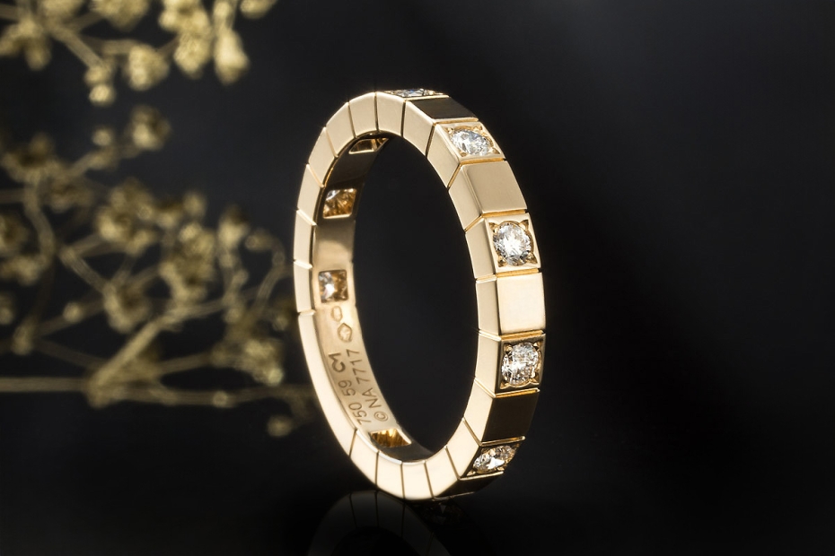 Cartier Lanières Ring Memoire 10 Diamanten Brillanten in 750er Gelbgold 