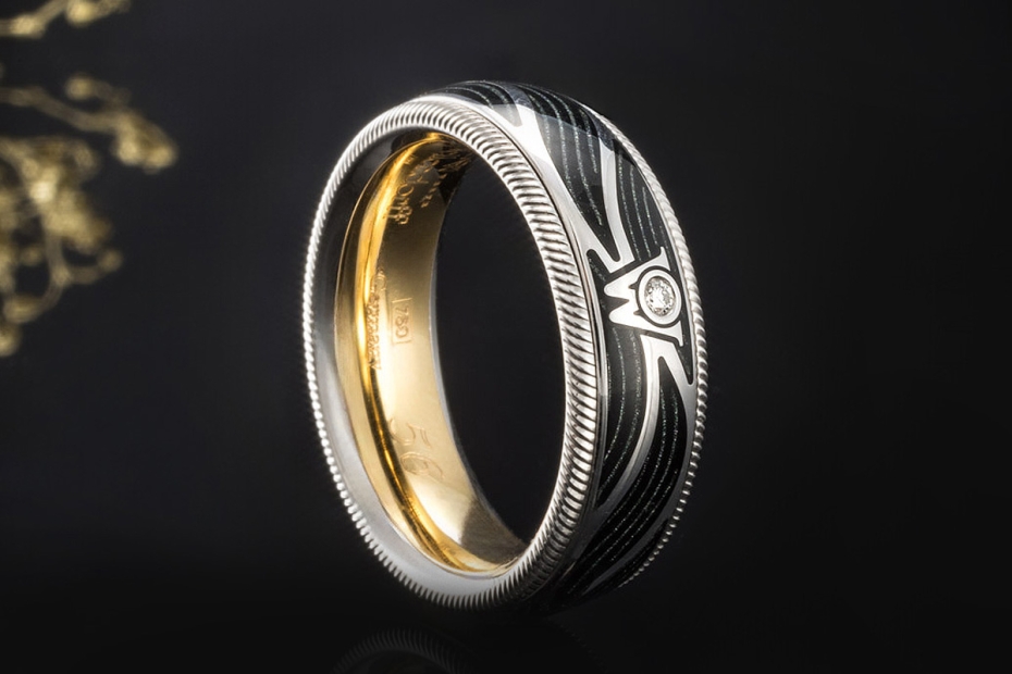 Wellendorff Ring Engelskraft Schwarz Drehring Diamant in 750er Weißgold 