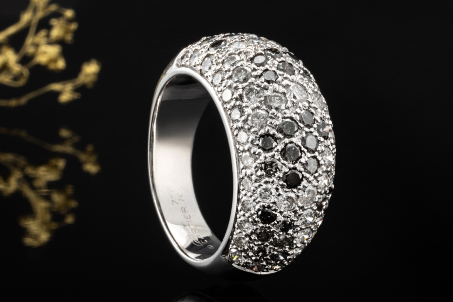 Cartier Ring Sauvage Métissage mit Diamanten Schwarz Weiß 750er Weißgold 