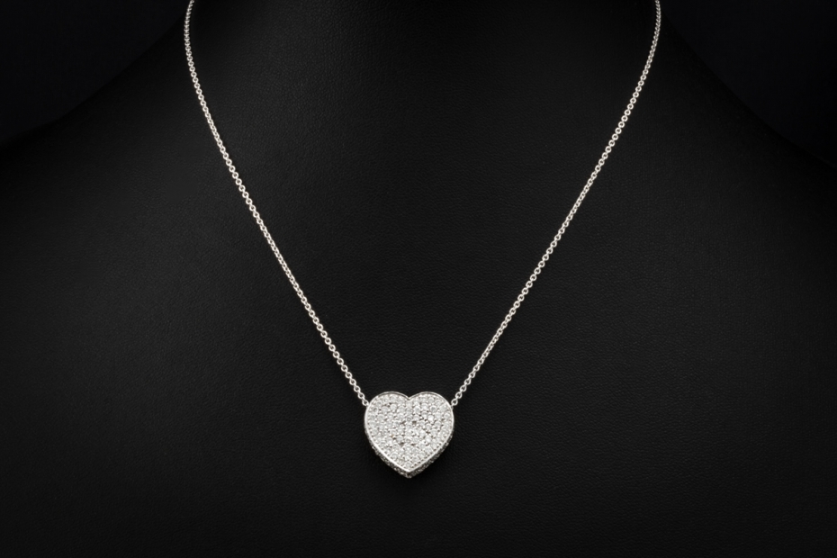 Al Coro Herz Collier Kette mit Anhänger mit Diamanten in 750er Weißgold 