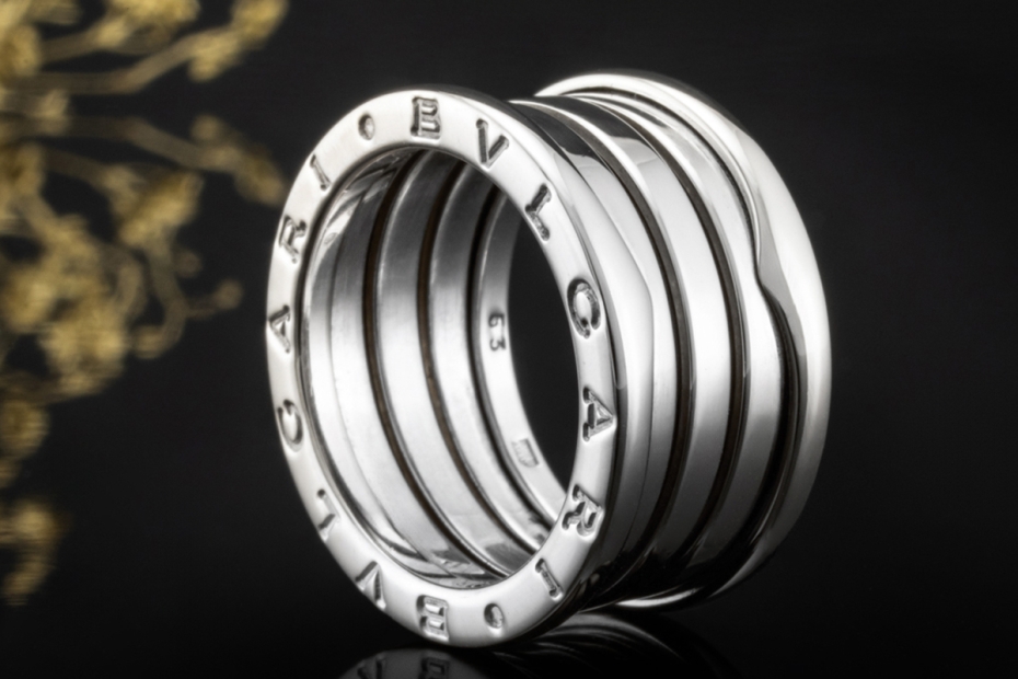 BVLGARI B.zero1 Ring 4-Band Modell Massiv in 750er Weißgold Größe 53 