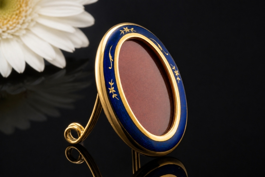 Fabergé Bilderrahmen Aufsteller mit Emaille Limitiert in 750er Gelbgold 