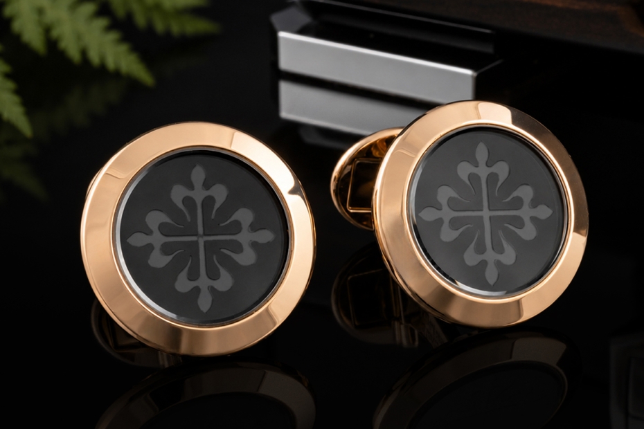 Patek Philippe Calatrava Manschettenknöpfe mit Onyx in Roségold 750 OVP 