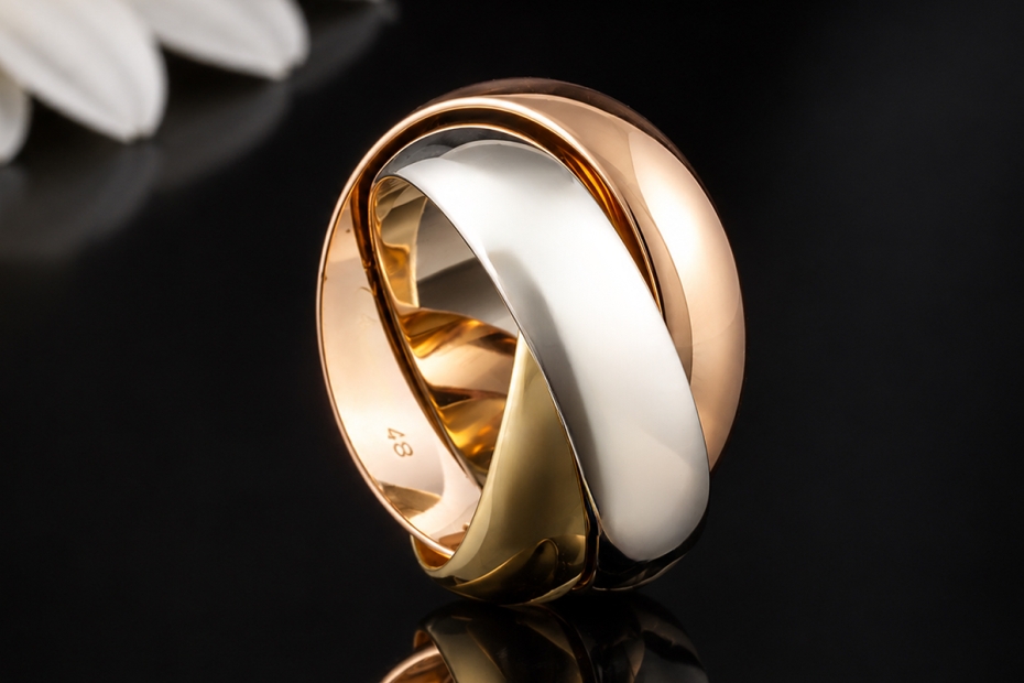 Trinity de Cartier Ring Großes Vintage Modell 750er Gold Tricolor Gr. 48 