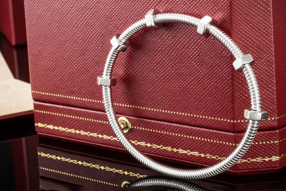 Ecrou de Cartier Armreif Armband mit Muttern in Weißgold Gr. 18 Full Set 