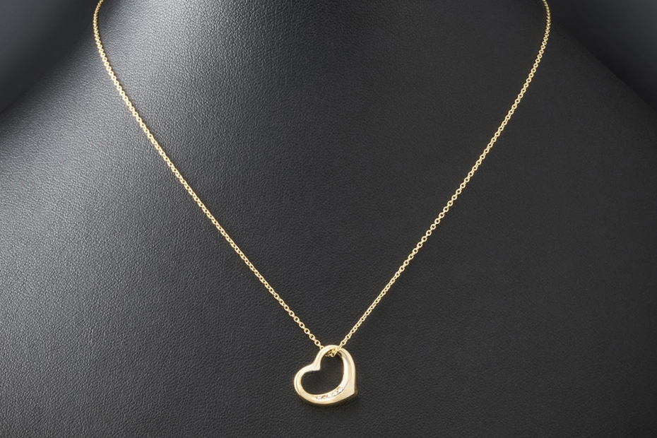 Tiffany Collier Kette Open Heart Elsa Peretti Herz 5 Diamanten Gold 750 