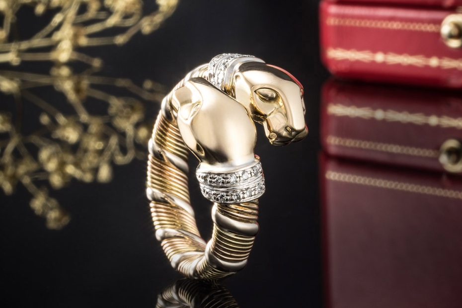 Cartier Ring Panthère de Cartier mit Diamanten Gold 750 Tricolor Full Set 