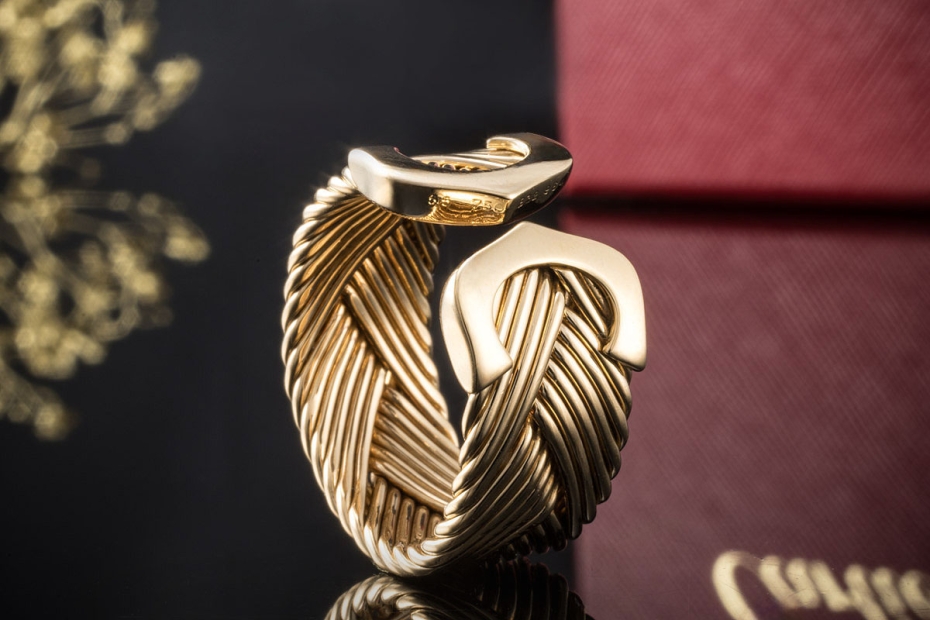 Cartier Ring C de Cartier Rar Offene Schiene geflochten in Gelbgold 750 
