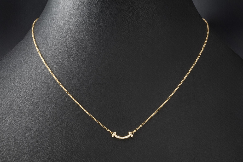 Tiffany & Co. T Smile Kette in 750er Gelbgold Collier mit Diamanten OVP 