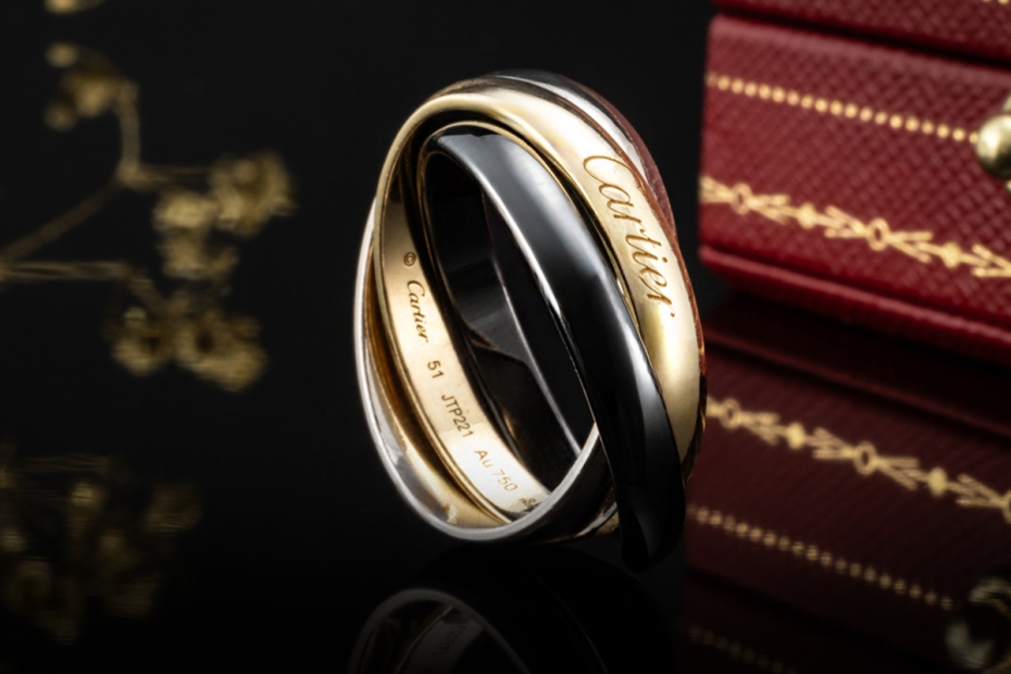 Trinity de Cartier Ring Limited Edition in 750 Gelbgold Weißgold Keramik 