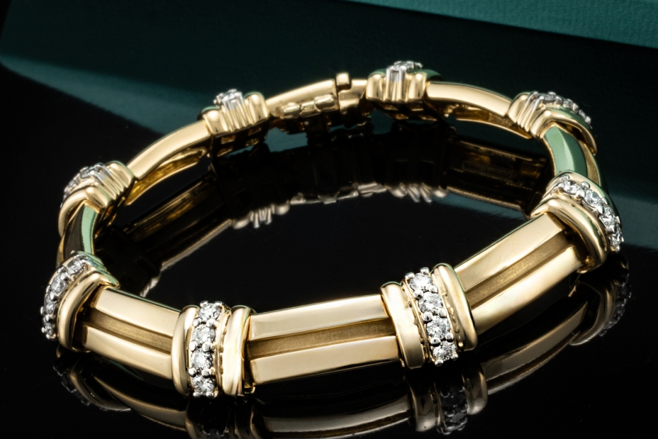 Tiffany & Co Armband Gliederarmband Diamanten in Gelbgold 750 mit Platin 