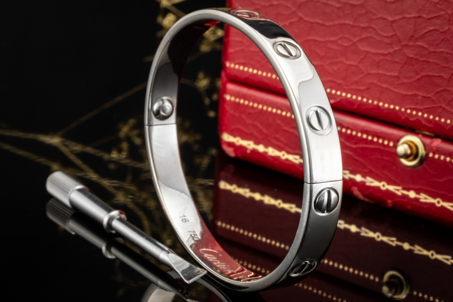 Cartier Love Armreif Vintage Größe 16 in 750er Weißgold OVP Sonderpreis 