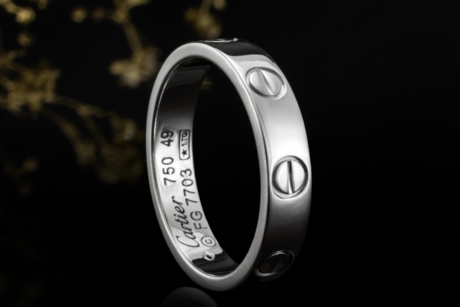Cartier Love Ring Kleines Modell Schmal in Weißgold 750 Arbeit Größe 49 