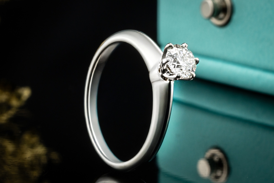 Tiffany & Co Solitär Ring Setting mit Diamant 0,31 Ct in Platin Full Set 