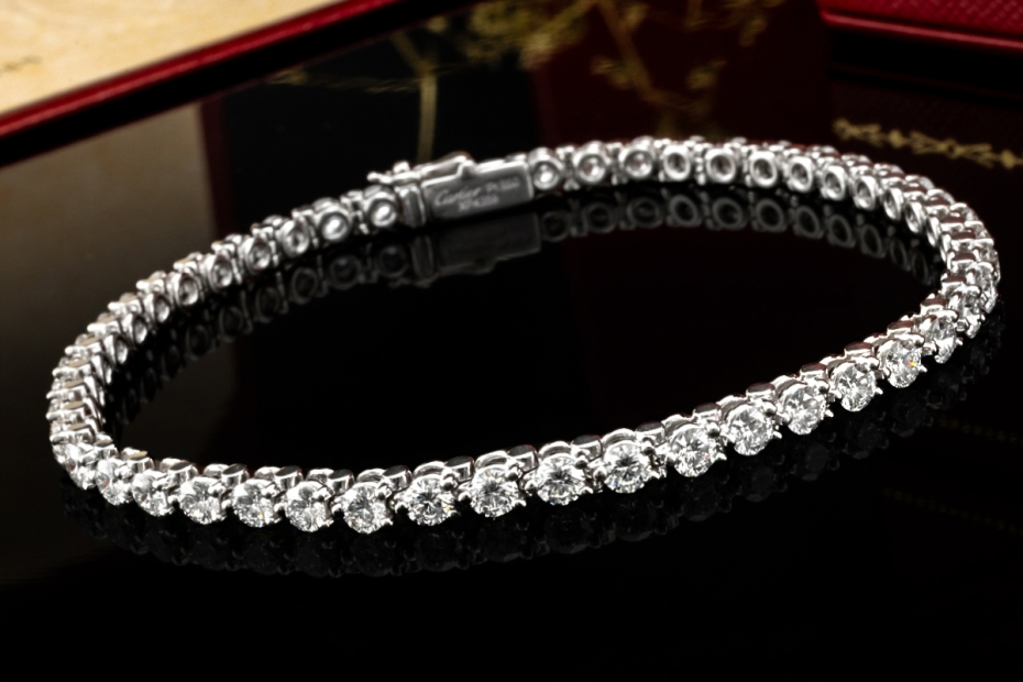 Cartier Tennisarmband mit 48 Diamanten 18 cm in 950er Platin Full Set 