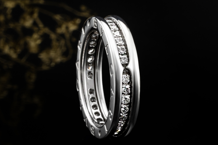 BVLGARI B.zero1 1-Band Memoire Ring Diamanten in 750er Weißgold Größe 54 