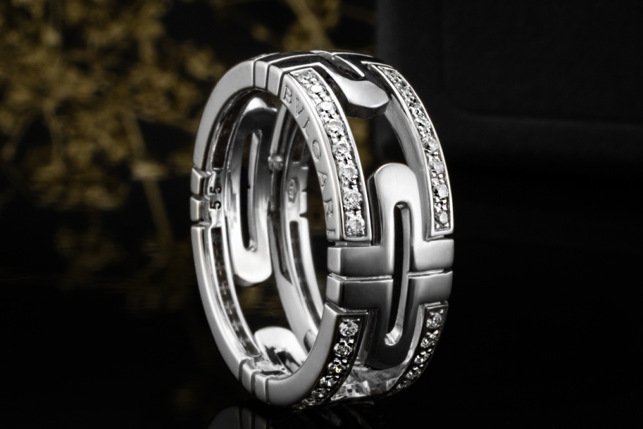 BVLGARI Parentesi Ring mit Diamanten in 750er Weißgold OVP Größe 55 