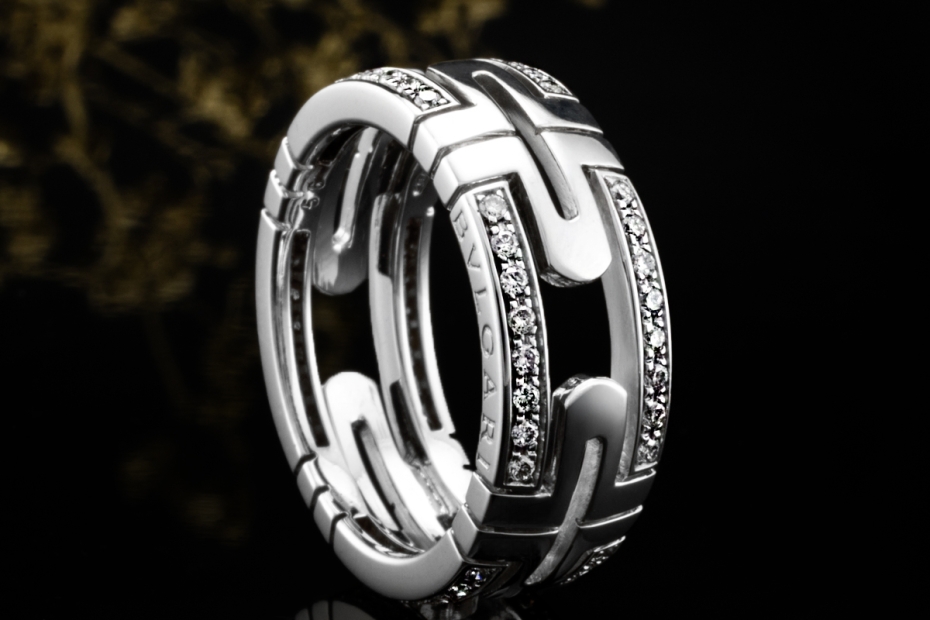 BVLGARI Parentesi Ring mit Diamanten in 750er Weißgold OVP Größe 56 
