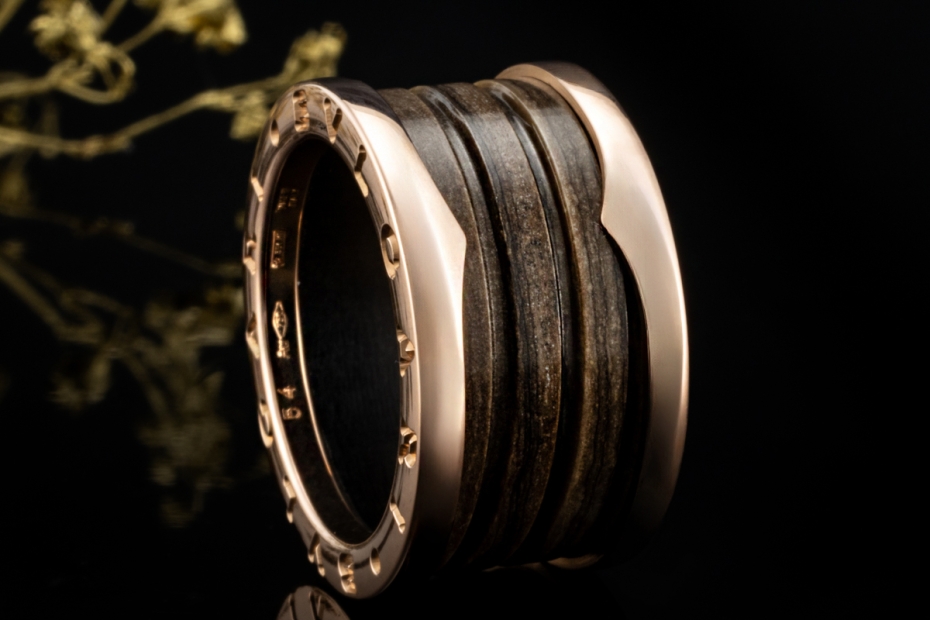 BVLGARI B.zero1 Ring 4-Band Marmor Braun Naturstein 750er Roségold Gr 54 