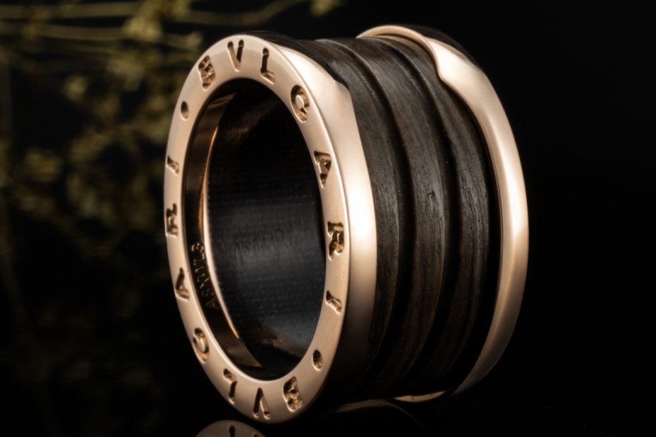BVLGARI B.zero1 Ring 4-Band Marmor Braun Naturstein 750er Roségold Gr 55 