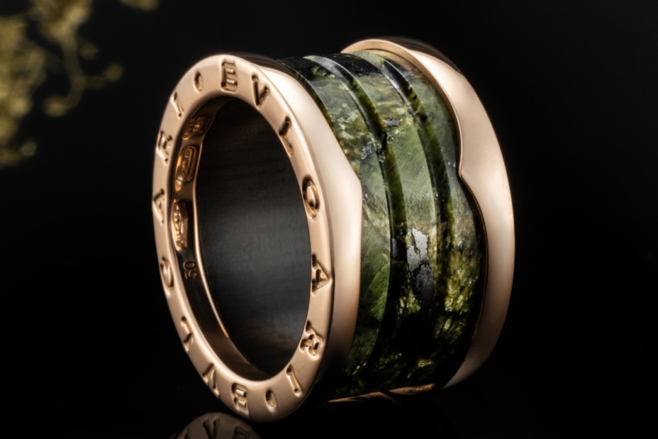 BVLGARI B.zero1 Ring 4-Band Marmor Grün Naturstein 750er Roségold Gr. 50 