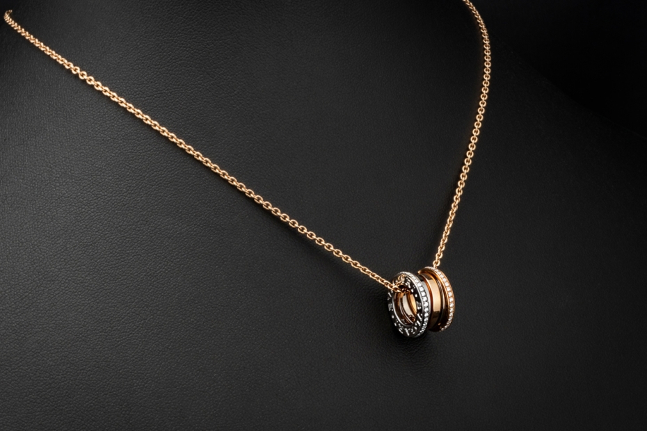 BVLGARI B.zero1 Collier Kette Anhänger Diamanten 750er Roségold Weißgold 