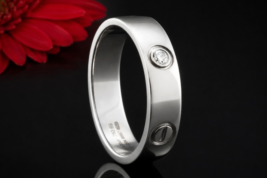 Cartier Love Ring Solitär Ring mit 1 Diamant Brillant 69 in Weißgold 750 