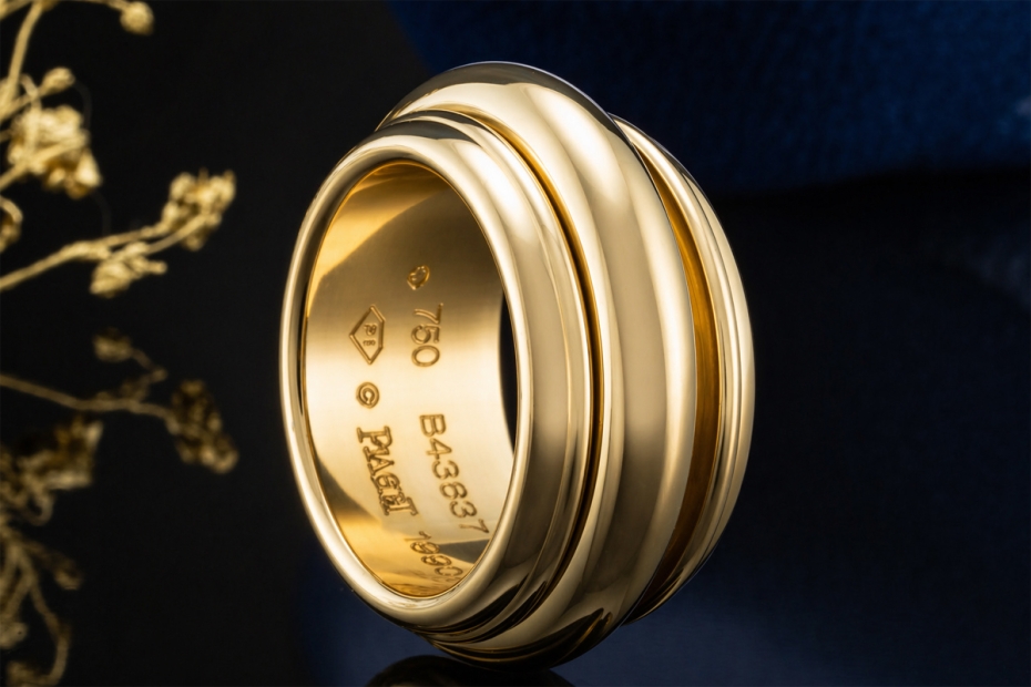 Piaget Ring Possession Drehring XL 1990 Gr. 53 Gelbgold 750 Full Set 
