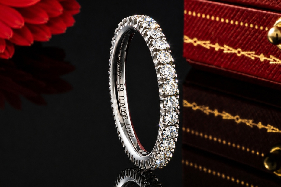 Etincelle de Cartier Ring Memoire Trauring Platin mit Diamanten Full Set 