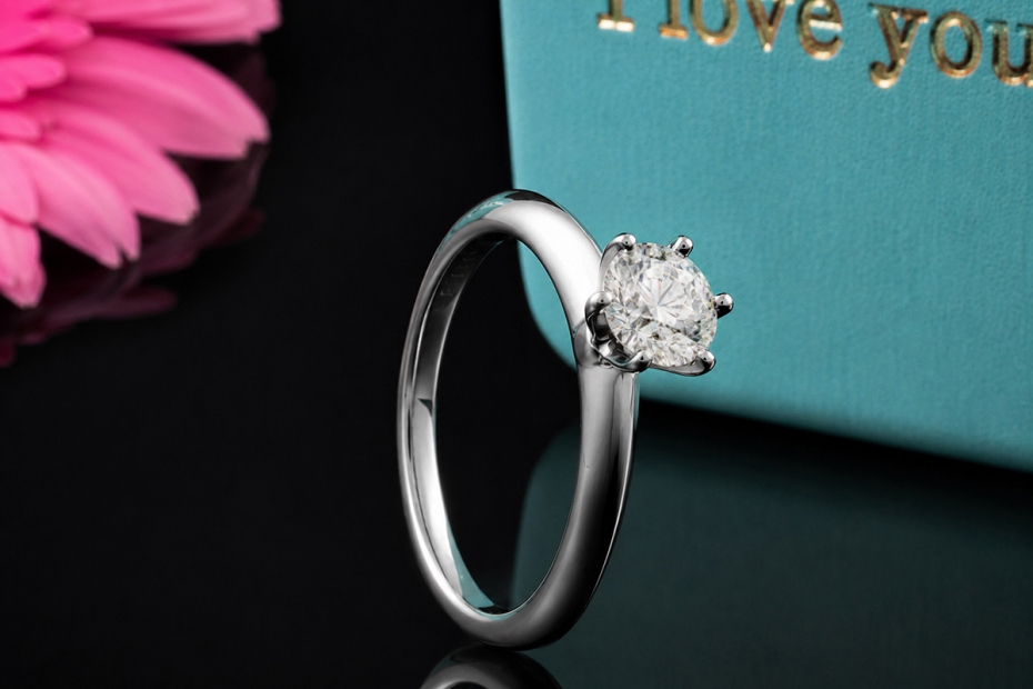Tiffany & Co Solitär Ring Setting Diamant 0,55 Ct in Platin I love u Set 