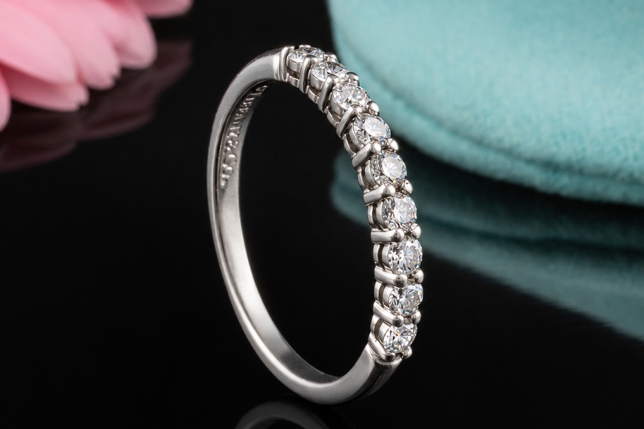 Tiffany & Co Forever Halbmemoire Ring mit 9 Diamanten in 950er Platin 51 