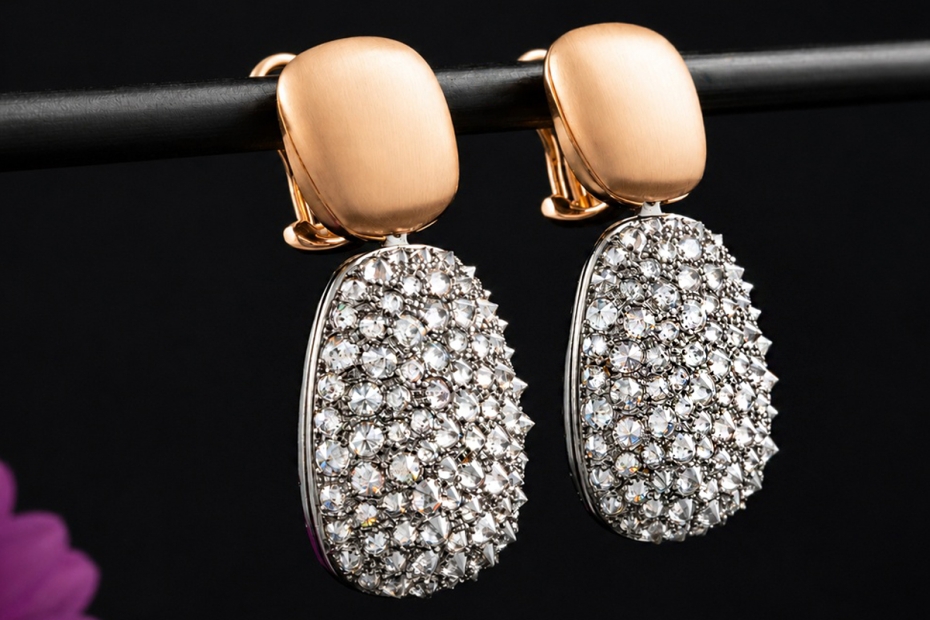 Hollfelder Punk-Couture Ohrringe Ohrhänger Graue Diamanten in 750er Gold 