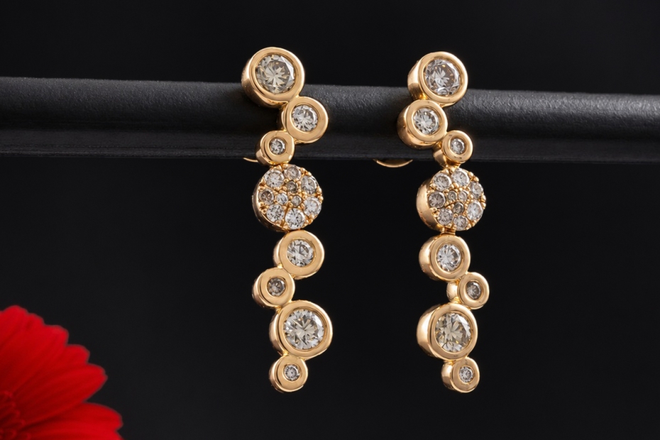 Hollfelder Macchiato Ohrringe 24 goldbraune Diamanten in 750er Roségold 