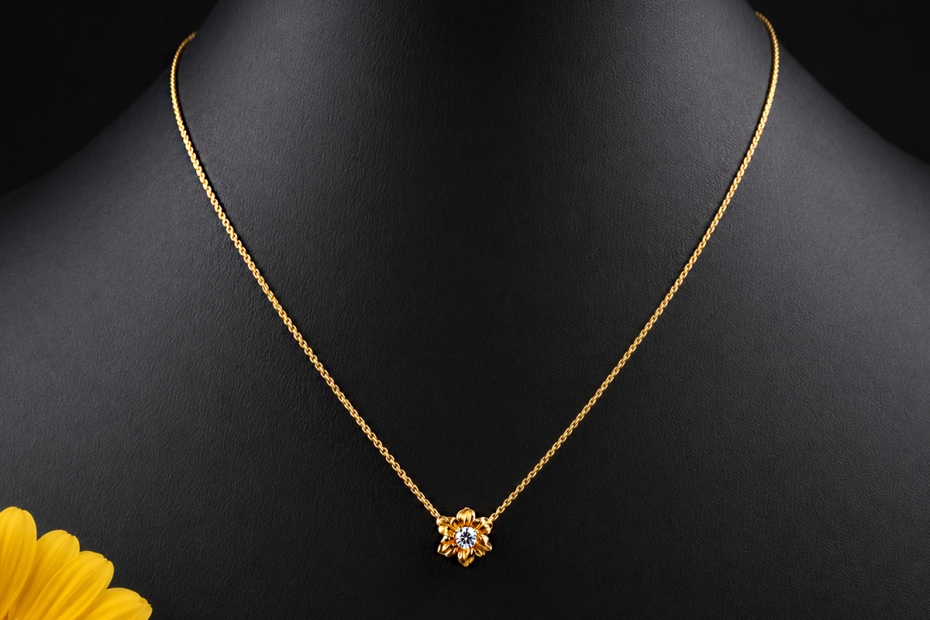 Carrera y Carrera Collier Emperatriz Blume mit Diamant in 750er Gelbgold 
