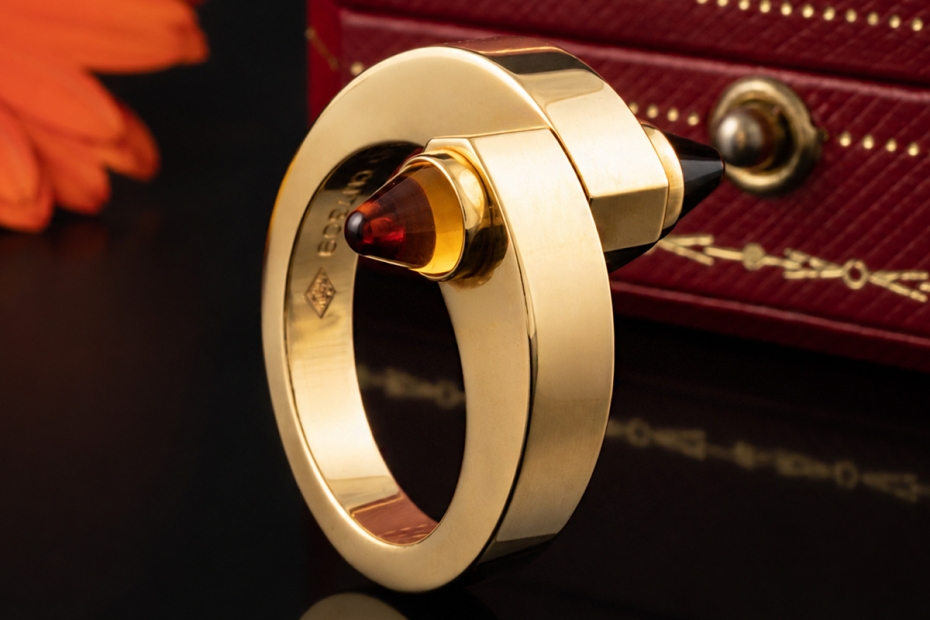 Cartier Menotte Ring mit Citrin Gelbgold 750 Full Set Neuwertige Rarität 